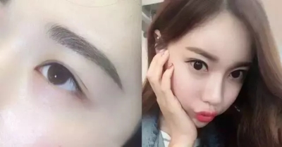 纹眉前后对比图